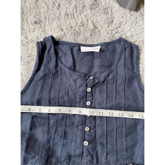 Vintage 90s‎ linen blend navy midi dress size medium - Picture 7 of 8